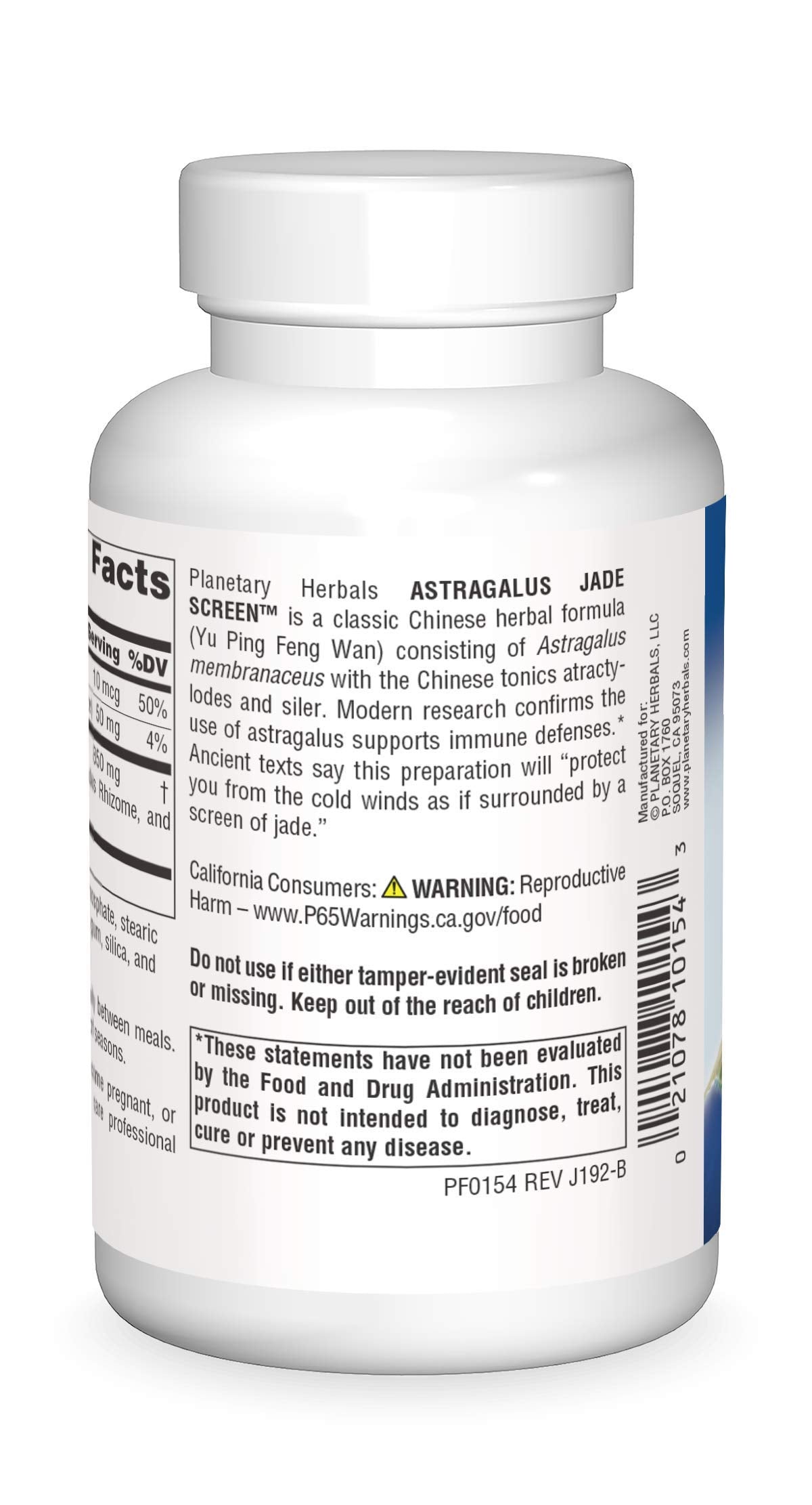 Planetary Herbals Astragalus Jade Screen 850mg, Supports Immune Defenses* - 100 Tablets