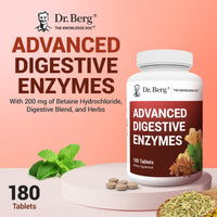 Thumbnail for Dr. Berg Advanced Digestive Enzymes with Apple Cider Vinegar - Includes Digestive Health Ingredients Like Betaine Hydrochloride (HCI), Ginger Root & Peppermint Leaf - 180 Tablets