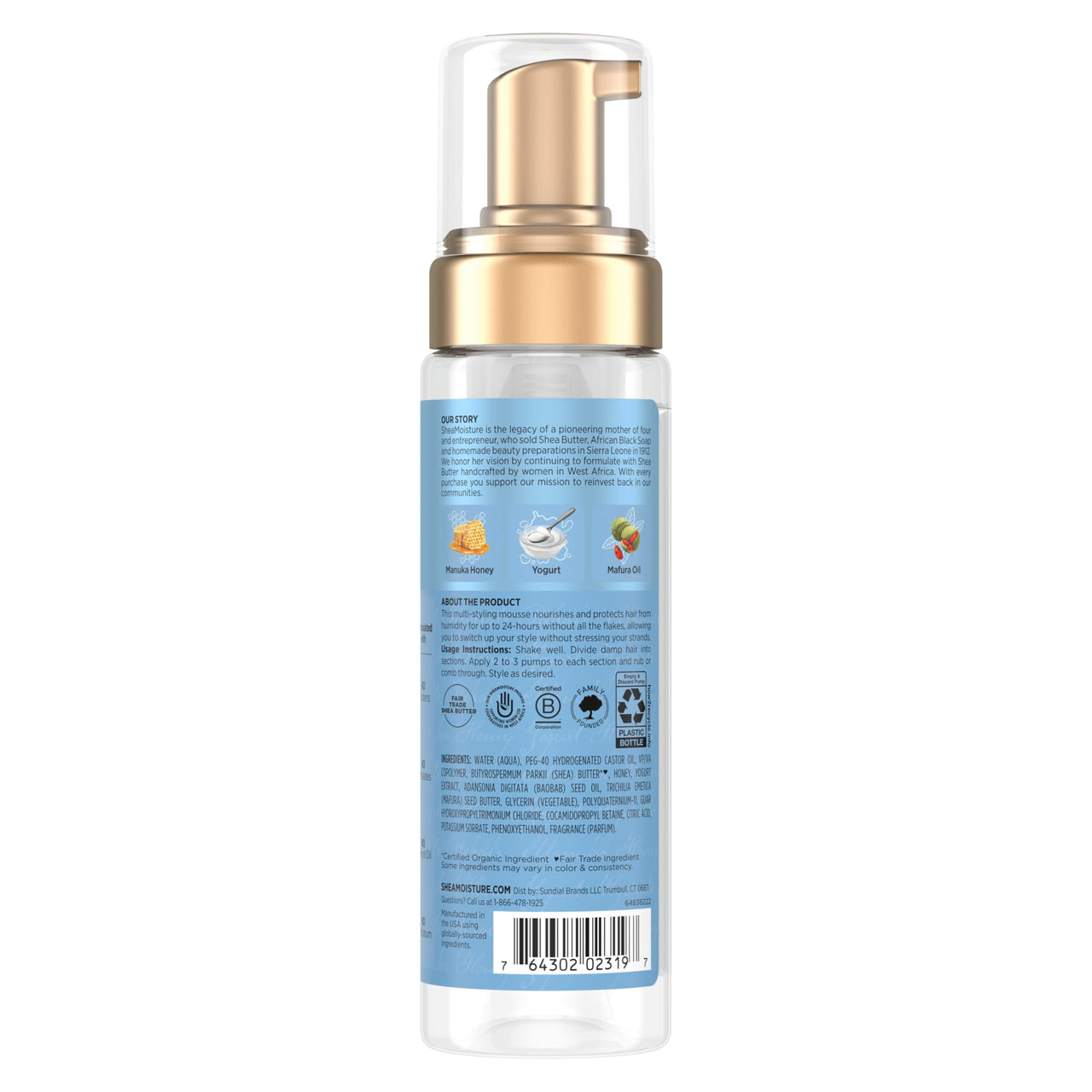 SheaMoisture Manuka Honey & Yogurt Smooth & Hold Multi-Styling Hair Mousse for Nourishment 7.5 fl oz