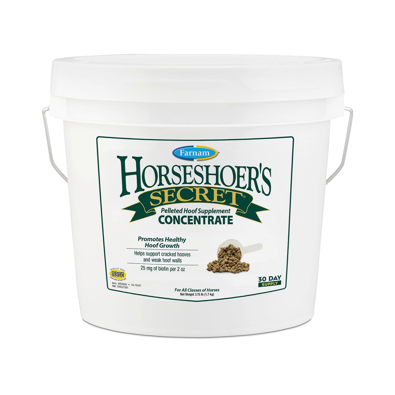Farnam Horseshoer’s Secret Pelleted Hoof Supplement Concentrate, 25 mg of Biotin per 2 oz. Serving, For Cracked and Strong Hoof Walls, Horse Biotin Supplement with Amino Acids, 3.75 lb 30-Day Supply