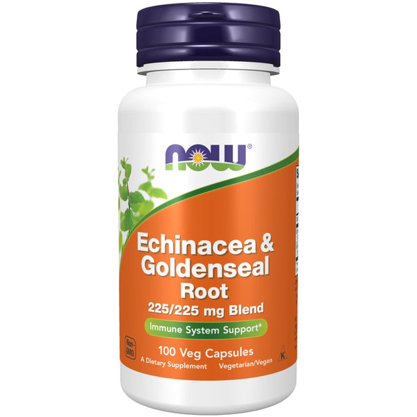 Image 1 of NOW Supplements, Echinacea & Goldenseal Root, 225/225 mg Blend, Immune System Support*, 100 Veg Capsules