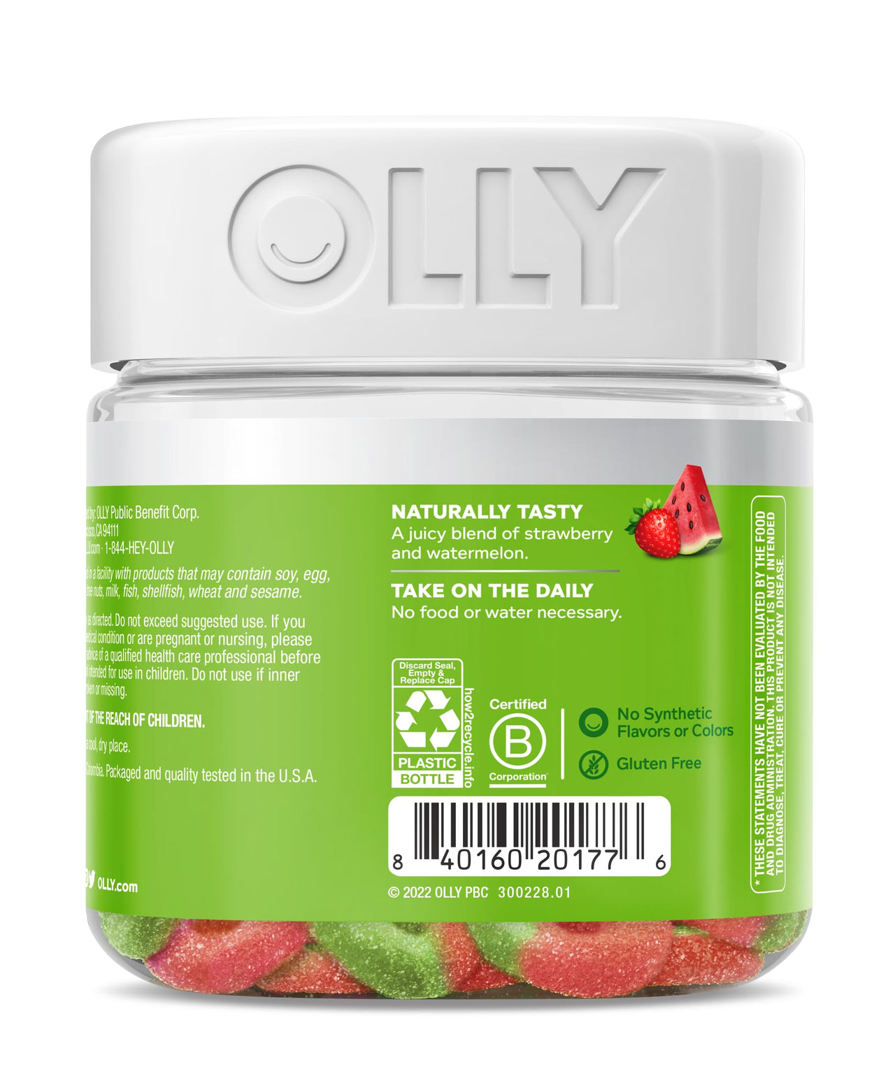 OLLY Fiber Gummy Rings, 5g Prebiotic Fiber, FOS (Fructo-oligosaccharides), Digestive Support, Berry Melon 50ct (Pack of 2)