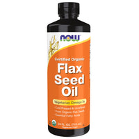 Thumbnail for NOW Foods Supplements, Certified Organic Flax Seed Oil Liquid, Cold-Pressed and Unrefined, 24-Ounce