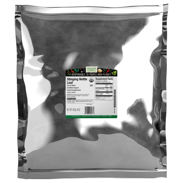 Frontier Co-op Organic Stinging Nettle Leaf, Cut and Sifted, For Making Nettle Tea, Kosher | 16 Ounce (Pack of 1)