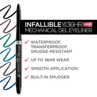 Thumbnail for L'ORÉAL Infallible Grip Mechanical Gel Eyeliner Pencil, Smudge-Resistant, Waterproof Eye Makeup with Up to 36HR Wear, Emerald Green, 1 Kit, 1 Fl Oz (Pack of 1)