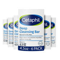 Thumbnail for Cetaphil Bar Soap, Deep Cleansing Face and Body Bar, Pack of 6, For Dry to Normal, Sensitive Skin, Soap Free, Hypoallergenic, Paraben Free, Fragrance Free, Removes Makeup, Dirt and Oil