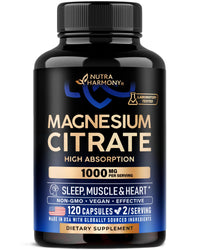 Thumbnail for Magnesium Citrate Capsules 1000mg | High Absorption Supplement - Sleep, Muscle & Heart Support - Vegan | Non-GMO - Made in USA - As Powder | Pills | Tablets - 120 Capsules, 2 Month Supply