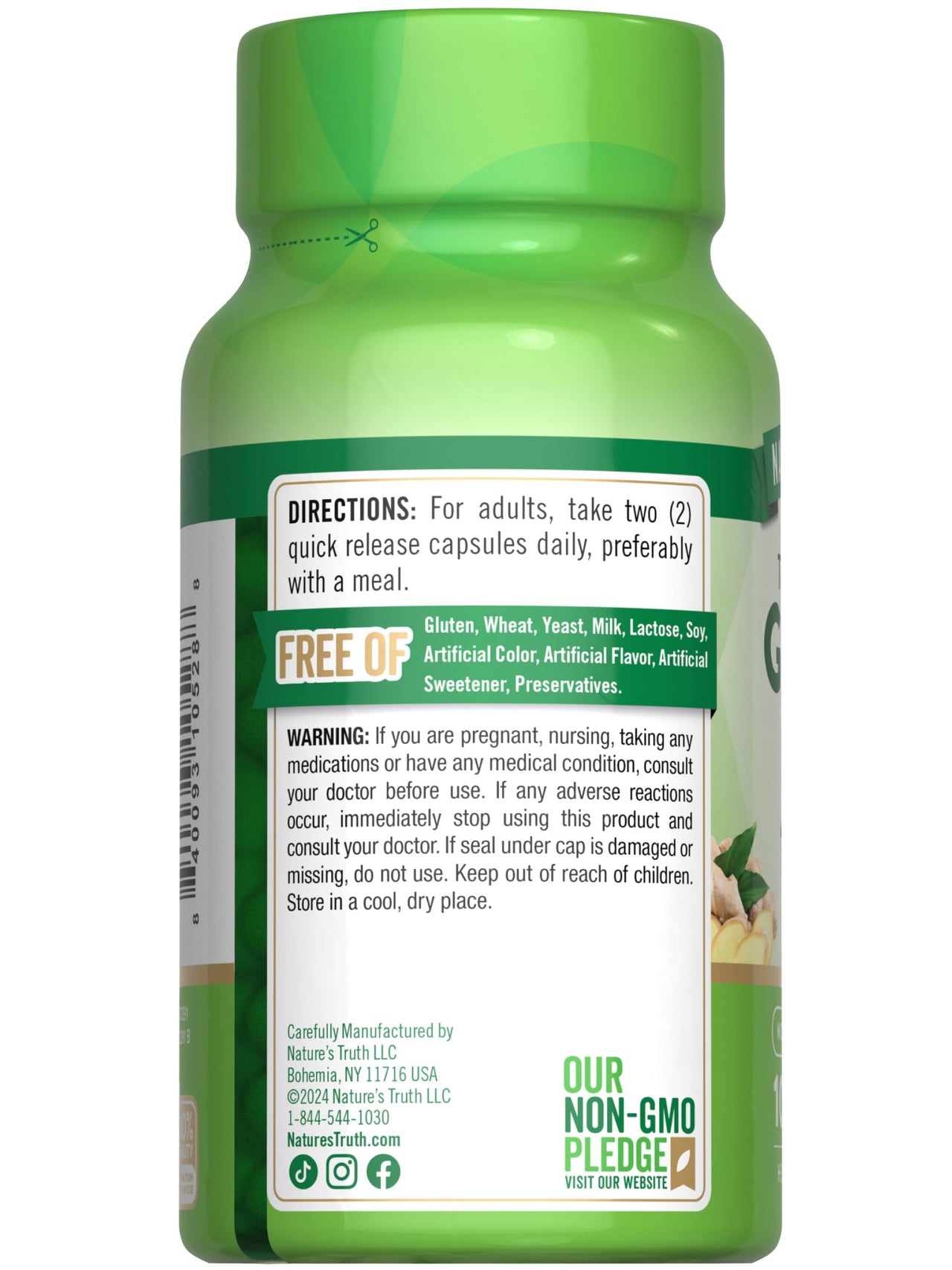 Nature's Truth Ginger Root Capsules | 100 Count | from Ginger Root Extract | Non-GMO and Gluten Free Supplement