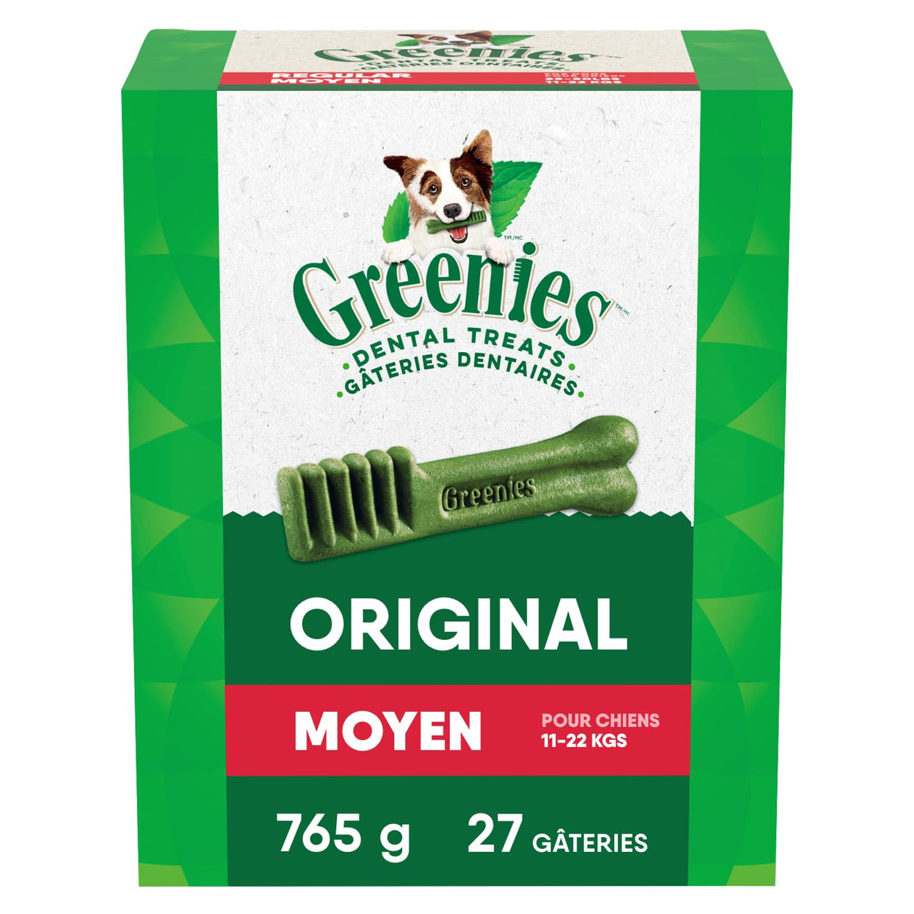 Greenies Veterinarian-Recommended Adult Natural Dental Dog Treats Regular Size, Dog Dental Chews, Original Flavor, 27 oz. Pack, 27 Count
