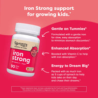 Thumbnail for Renzo's Iron Supplements for Kids, Dissolvable Vegan Iron Supplement with Vitamin C, Sugar Free, Oh-Oh-Oh Orange Flavor, 90 Melty Tabs