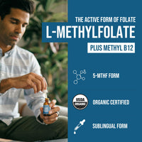 Thumbnail for L Methyl Folate 15mg Plus Methyl B12 Cofactor – Organic Berry Flavor, High Potency Liquid Sublingual Active 5-MTHF Form - Supports Mood, Methylation, Cognition – Bioactive Forms Vitamin B9 & B12 (1oz)