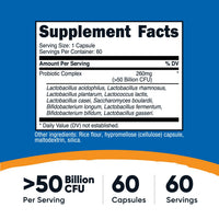 Thumbnail for Nutricost Probiotic Complex - 50 Billion CFU, 60 Capsules - Probiotic for Men and Women - Vegetarian Capsules, Non-GMO, Gluten Free