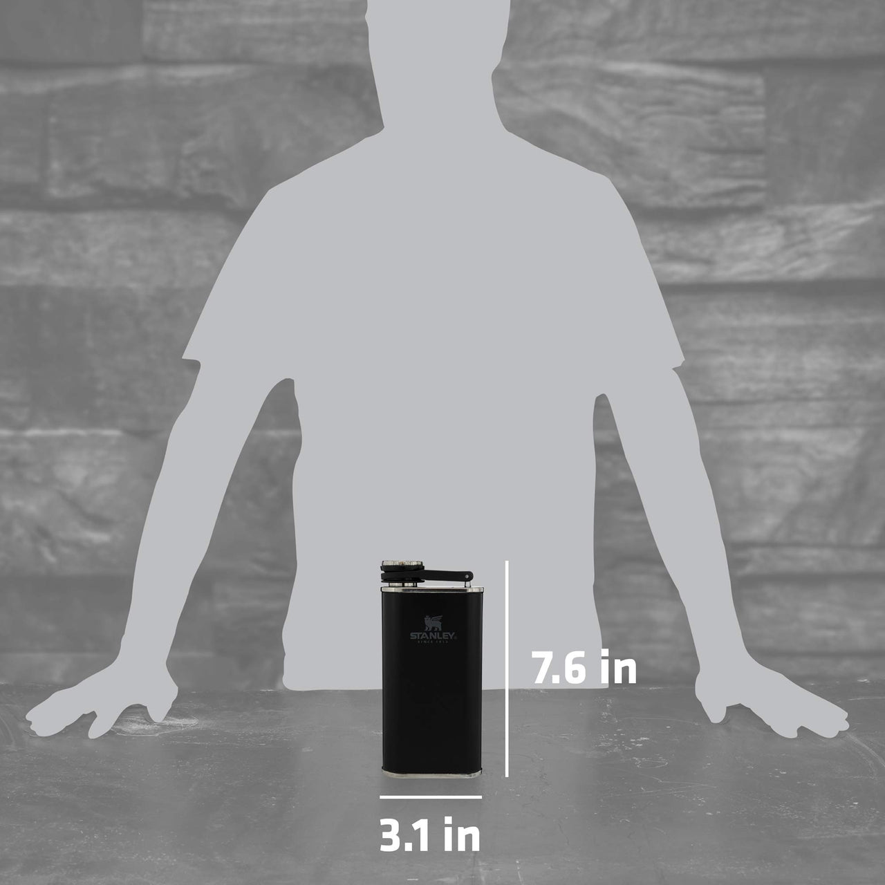 Stanley Classic Easy Fill Wide Mouth Flask 8 oz | Leakproof Hip Flask | Hinge Connected Never Lose Cap | Insulated Stainless Steel Liquor Container | BPA-Free | Matte Black