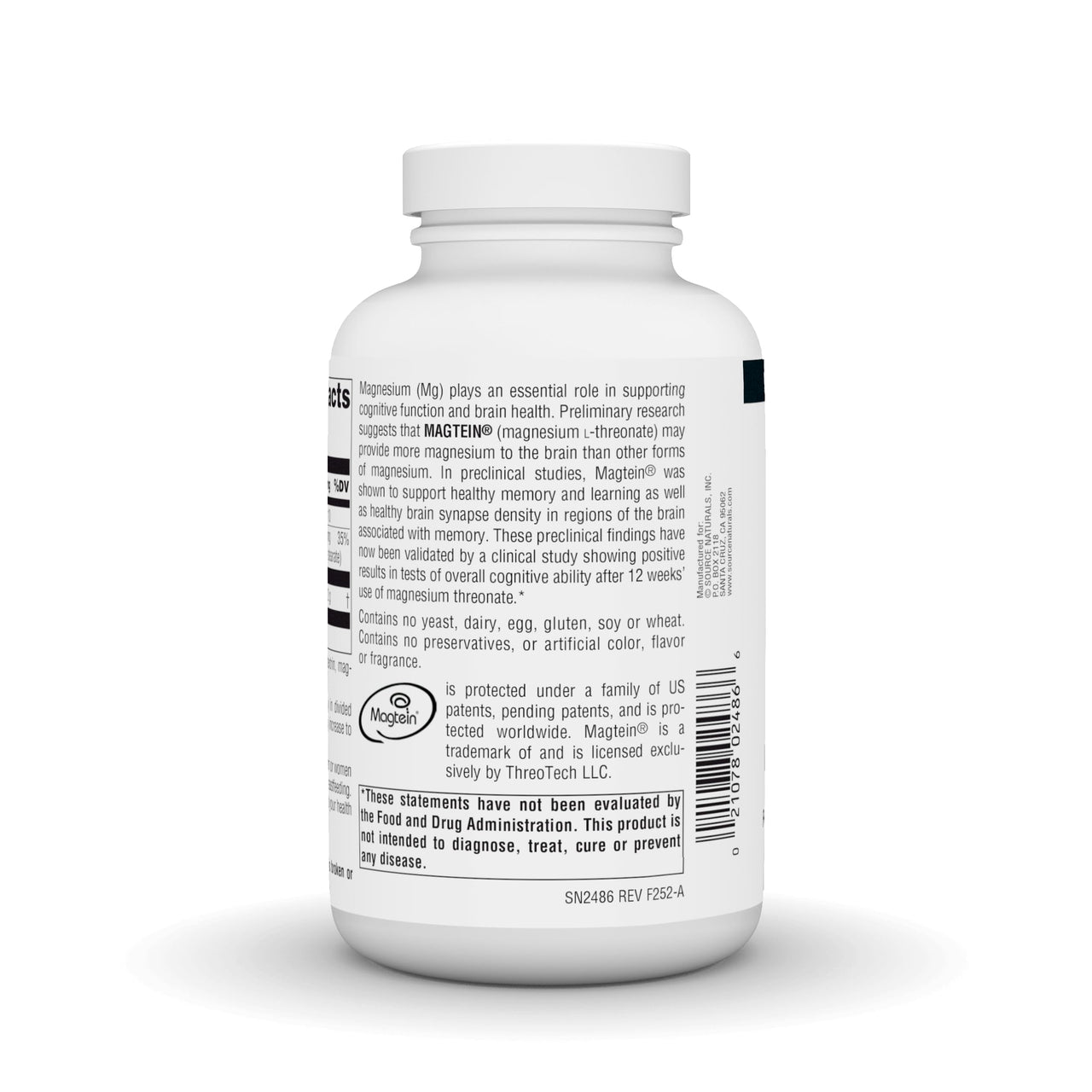 Source Naturals Magtein Magnesium L-Threonate, 667mg, Supports Focus, Mood, Healthy Memory, Cognitive Function - 180 Capsules