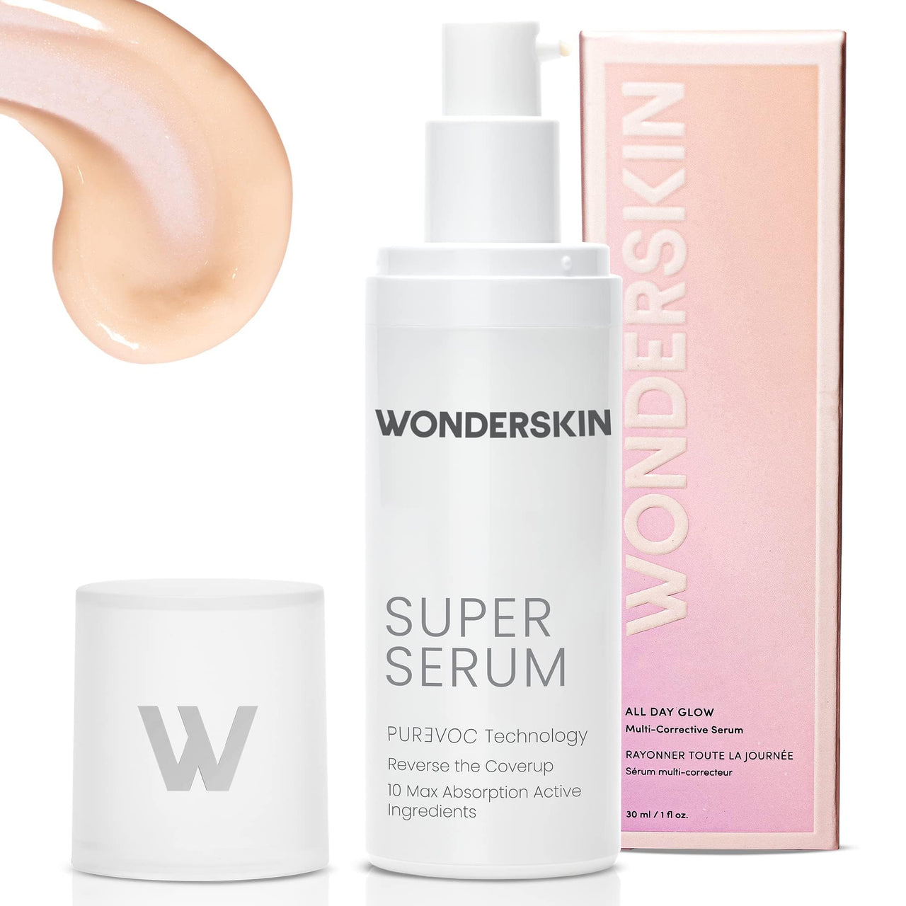 Wonderskin Super Serum - All Day Glow Multi-Corrective Serum, Skin Care Facial Moisturizer, Vitamin C with Hyaluronic Acid, Anti Aging Purevoc Range