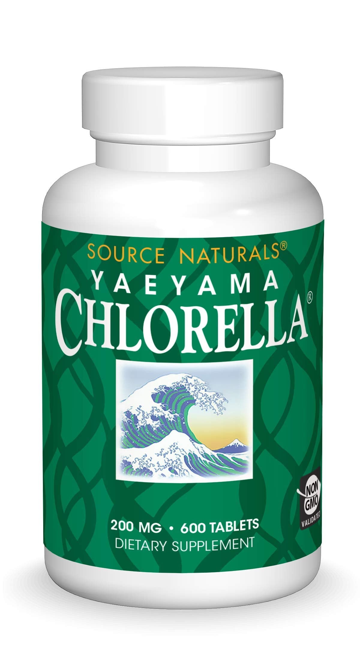 Source Naturals Yaeyama Chlorella Green Superfood, Plant-Based B12* - 200 mg, 600 Tablets