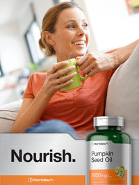 Thumbnail for Horbäach Pumpkin Seed Oil | 3000mg | 120 Softgel Capsules | Cold Pressed Dietary Supplement | Non-GMO and Gluten Free Formula