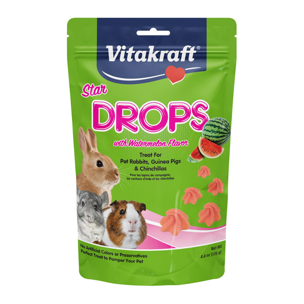 Vitakraft Drops Rabbit Guinea Pig Hamster Treats Watermelon Flavor 4.4 Ounce Bag Delicious Yogurt Enriched Drops with Fruity Flavor Nutritious Small Animal Snacks for Rabbits Guinea Pigs and Hamsters
