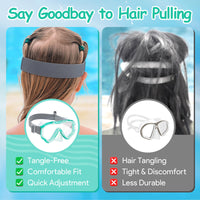 Thumbnail for Vvinca Swim-Goggles with Nose Cover, 2 Packs Elastic Fabric Strap Snorkel Swim Mask Anti Fog UV No Pull Hair for Kids 3-14