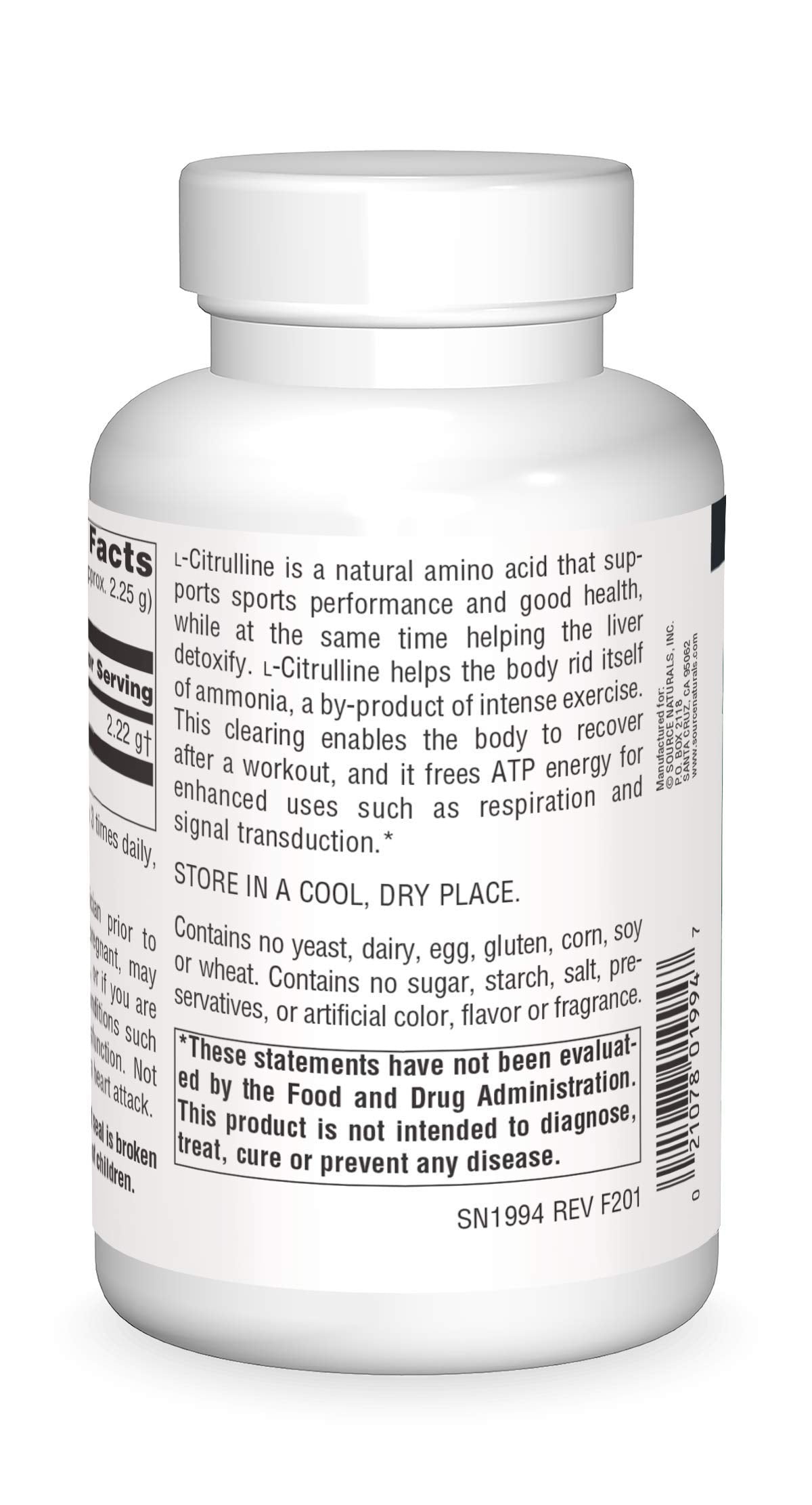 Source Naturals L-Citrulline Powder, Supports Exercise Recovery, Energy, and Detoxification - 100g