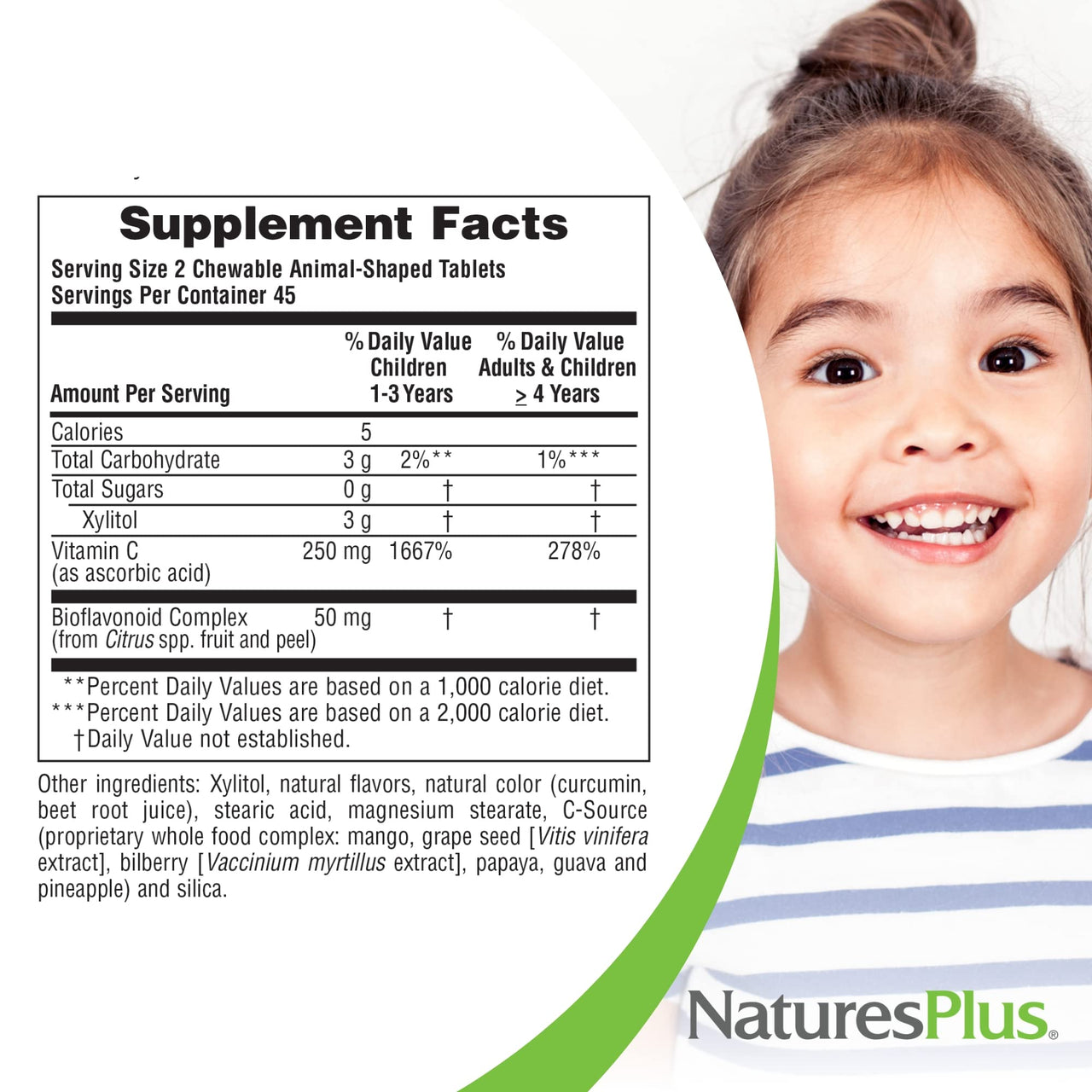 NaturesPlus Animal Parade Sugar-Free Children's Vitamin C, Natural Orange Juice Flavor - 90 Chewable Animal Shaped Tablets - Immune Support - Gluten Free - 45 Servings