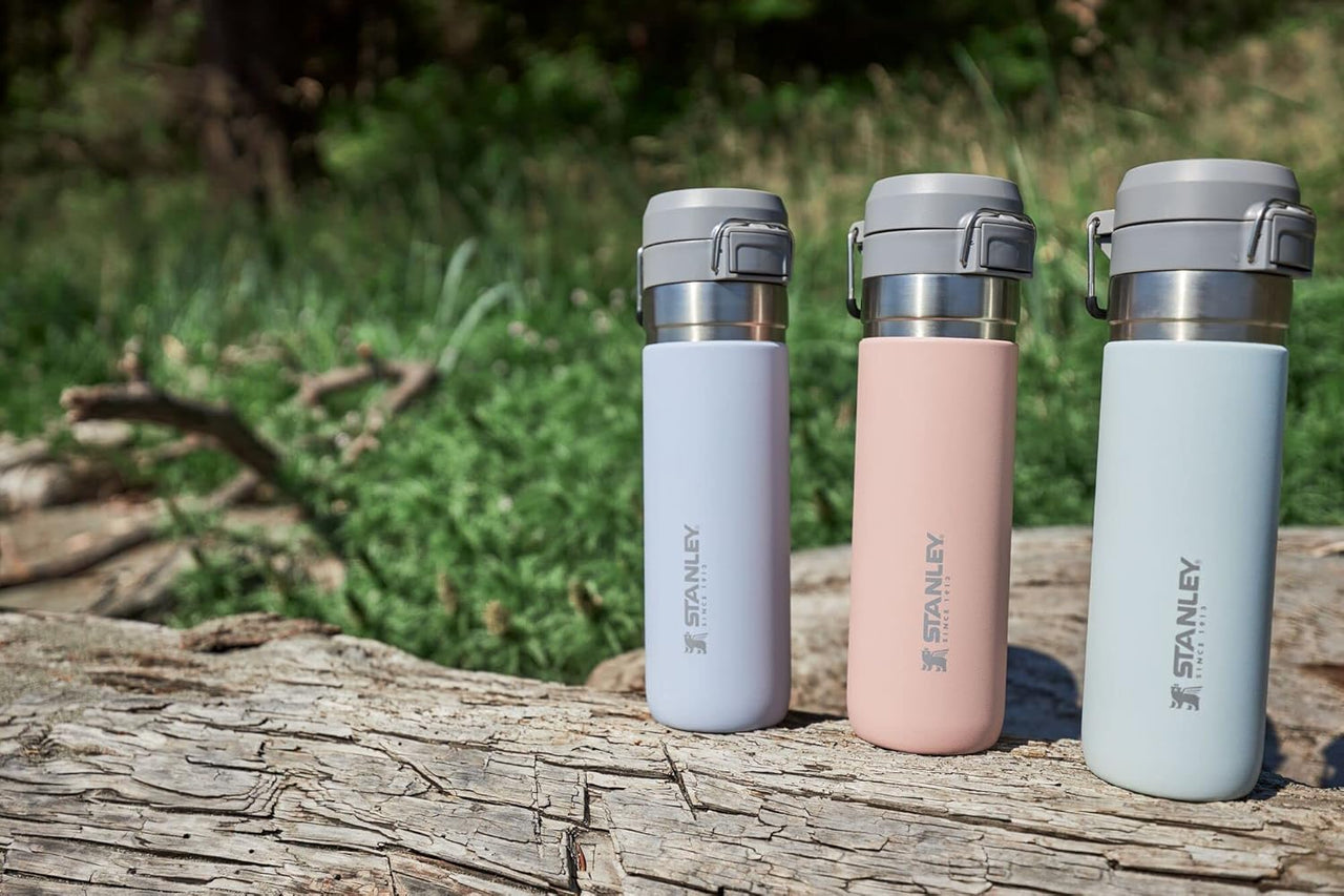Stanley Quick Flip GO Water Bottle 24 oz | Push Button Lid | Leakproof and Packable for Travel and Sports | Insulated Stainless Steel | BPA-Free | Blush