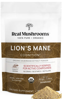 Thumbnail for Real Mushrooms Lions Mane Powder - Organic Mushroom Extract for Cognitive Function Immune Support Brain Supplements Memory and Focus Vegan Supplement, 150 Servings