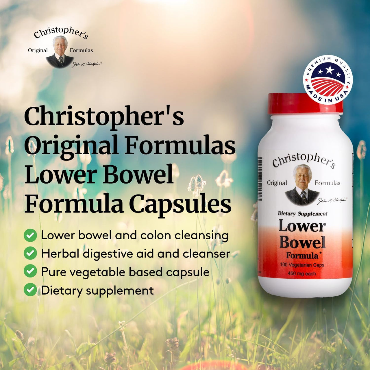 Christopher's Original Formulas Lower Bowel Cleanse Formula Capsules - Herbal Laxative Colon Cleanse and Gut Cleanse 100 ct.