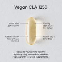 Thumbnail for Sports Research Vegan CLA - 1250mg with Active Conjugated Linoleic Acid for Men & Women | Non-GMO, Soy & Gluten Free - 80% (180 Softgels)