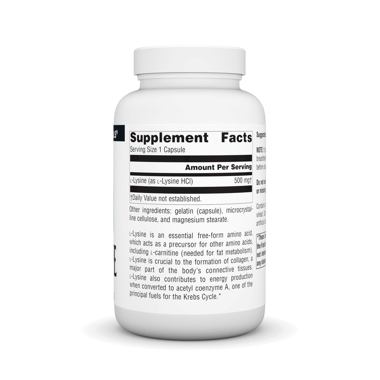 Source Naturals L-Lysine Free Form -Amino Acid Supplement Supports Energy Formation & Collagen - 100 Capsules