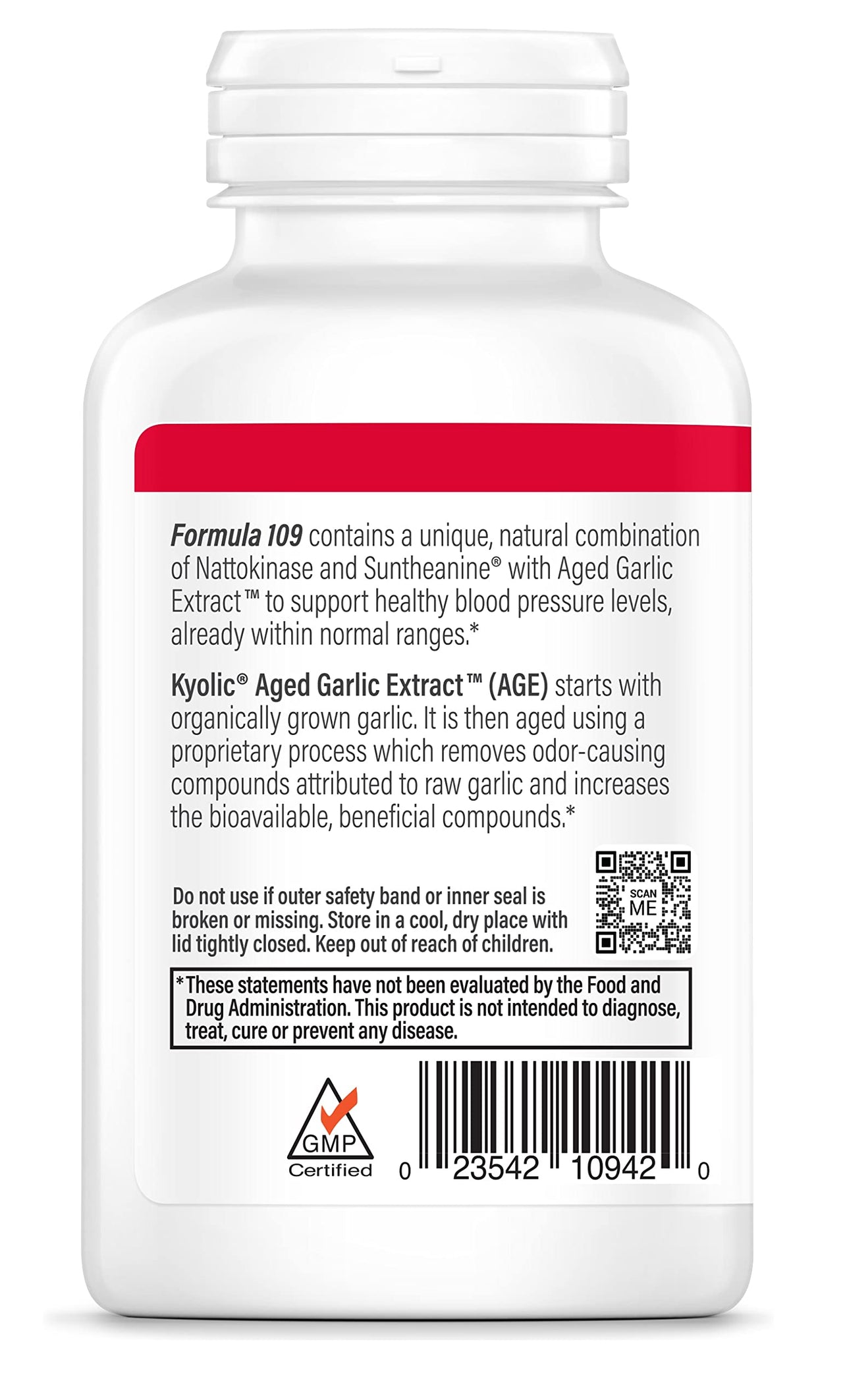 Kyolic Aged Garlic Extract Formula 109 - for Blood Pressure Health - Supports Maintaining Blood Pressure Levels Already Within a Normal Range - Heart Health Supplement - 160 Capsules