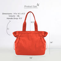 Thumbnail for ODODOS 18L Side-Cinch Shopper Bags Lightweight Shoulder Bag Tote Handbag for Shopping Workout Beach Travel, Spicy Orange