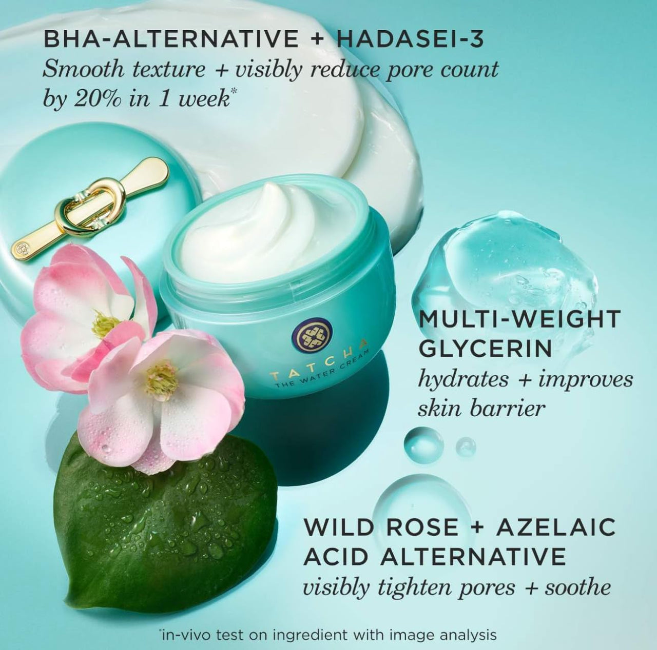 TATCHA The Water Cream | Cream Moisturizer for Face, Optimal Hydration For Pure Poreless Skin | Travel Size | 10 ml / 0.34 oz
