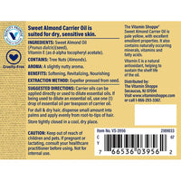 Thumbnail for The Vitamin Shoppe Sweet Almond Carrier Oil with Vitamin E - Natural Skin Moisturizer | Aromatherapy Massage | 4 oz | Light Texture