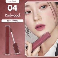 Thumbnail for rom&nd Blur Fudge Tint 04 Radwood | Velvety Soft Matte K-Beauty Lip Stain | Non-Drying, Long-Lasting, Effortless Blurred Effect | Deep Burgundy Red for All Skin Tones
