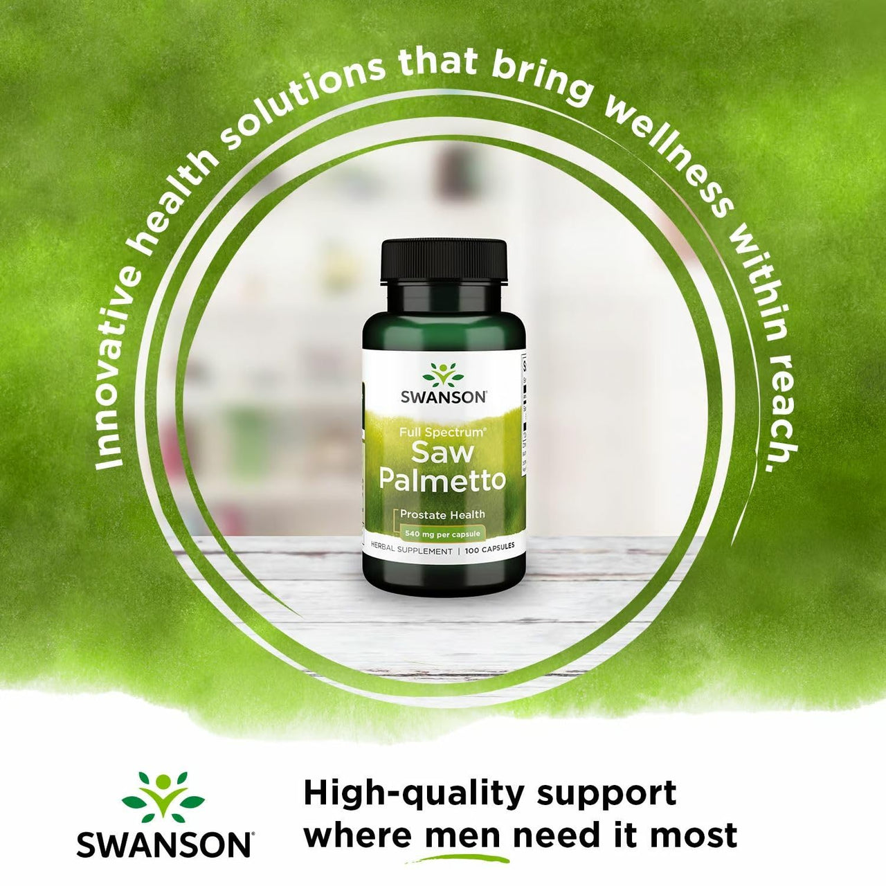 Swanson Saw Palmetto - Herbal Supplement Promoting Male Prostate Health Support - Natural Hair Supplement & Urinary Health Support - 540 mg 100 Capsules (2 Pack)