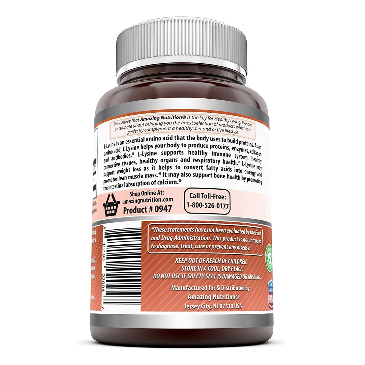 Amazing Formulas L-Lysine 1000 Mg Amino Acid Supplement | Tablets | Non-GM0 | Gluten-Free | Made in USA (1 Pack | 180 Count)