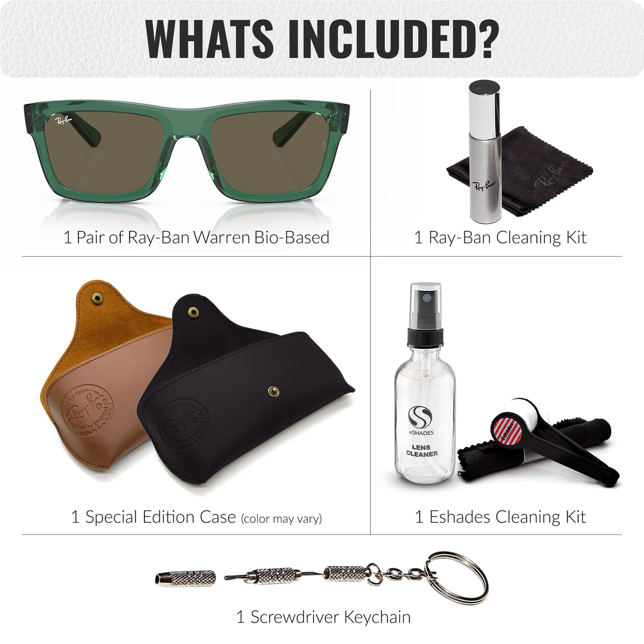 Ray-Ban RB4396 WARREN BIO-BASED Rectangle Shaped Non-Polarized Sunglasses for Men & Women – Includes Official RAYBAN Eyewear Kit – Ideal Formal & Casual Wear Sunglasses – Brown Lens