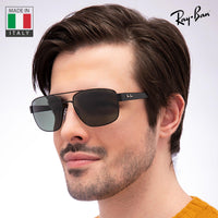 Thumbnail for Ray-Ban RB3663 Square-Round Shaped Non-Polarized Sunglasses for Men – Includes Official RAYBAN Eyewear Kit – Ideal Formal & Casual Wear Sunglasses – G-15 Green Lens