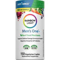 Thumbnail for Rainbow Light Mens Multivitamin One + | 150 Caplets | Supports Cellular Energy & Immune Health | with Vitamins C, D, and Zinc | Real Food Nutrients, Digestive Enzymes & Probiotics