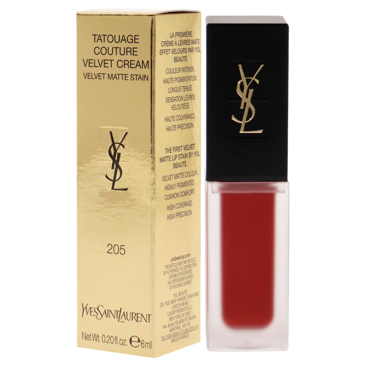 Tatouage Couture Velvet Matte Cream - 205 Rouge Clique by Yves Saint Laurent for Women - 0.2 oz Lipstick