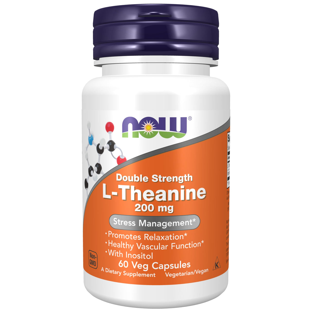 NOW Foods Supplements, L-Theanine 200 mg with Inositol, Stress Management*, 60 Veg Capsules
