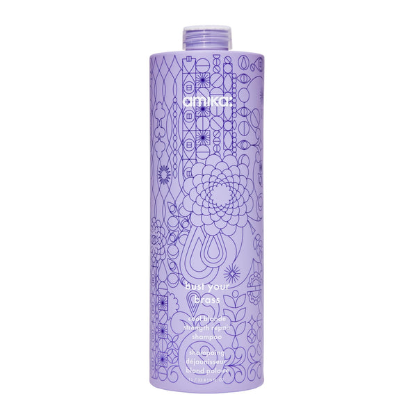 amika bust your brass cool blonde strength repair shampoo, 1000ml