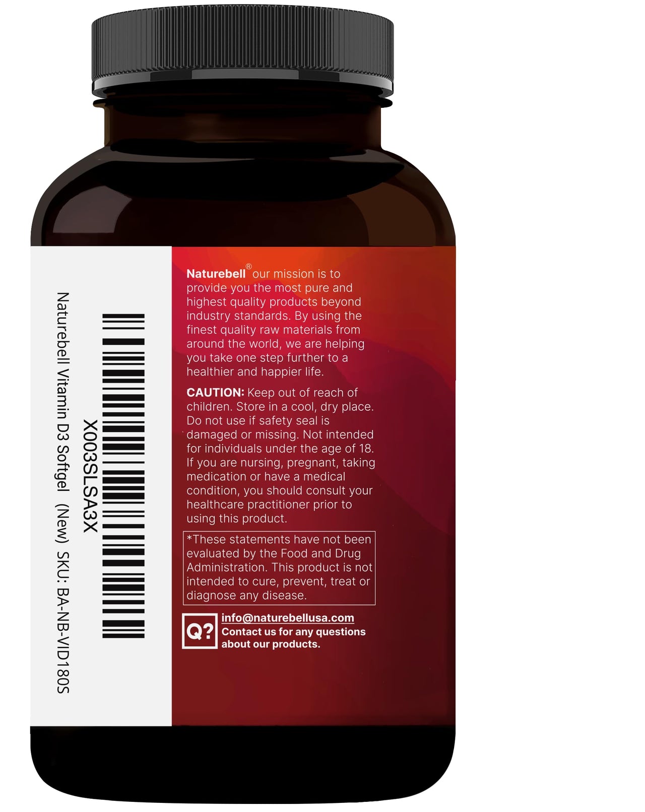 NatureBell Vitamin D3 50,000 IU with Vitamin K2-180 Softgels - High-Potency Bone & Immune Support* - Easy Absorption with Coconut Oil - Non-GMO & Gluten-Free