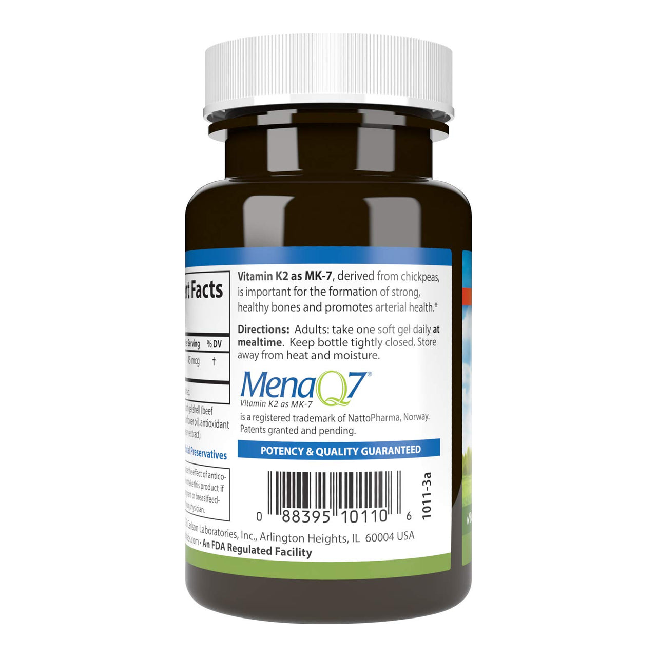 Carlson - Vitamin K2 MK-7 (Menaquinone), 45 mcg, Bone Support, Calcium Bioavailability, K2 Vitamin, Vitamin K-2, 90 Softgels