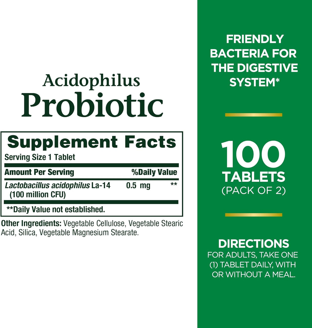 Nature’s Bounty Acidophilus Probiotic Tablets (Twin Pack)