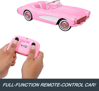 Thumbnail for Hot Wheels RC Corvette from Barbie the Movie, Full-Function Remote-Control Toy Car Holds 2 Barbie Dolls