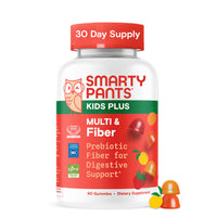 Thumbnail for SmartyPants Kids Multivitamin & Fiber Gummies: Prebiotic Fiber to Support Kids Digestion with Vitamin D3, C, Vitamin B12, B6, A, Zinc, Biotin, Folate, Three Fruit Flavors, 90 Count (30 Day Supply)