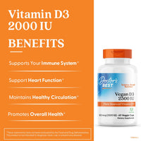 Thumbnail for Doctors Best Vegan D3 2500 IU (Vitashine), Plant Sourced Vitamin D3, Non-GMO, Gluten Free, Soy Free, Vegan 60 Veggie Caps