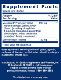 Thumbnail for Life Extension MacuGuard Ocular Support with Saffron, 100 softgels